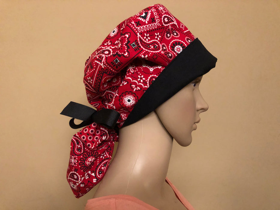 Scrub Cap with Ponytail in Assorted Fabrics
